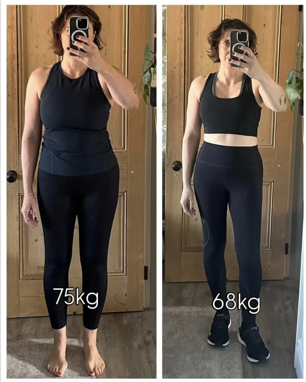 Before-and-after progress photos shared by Roberta